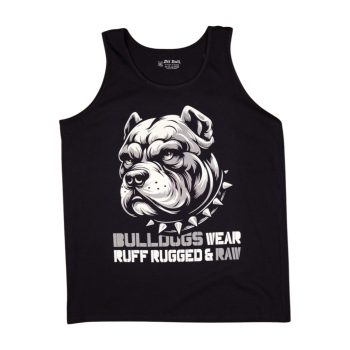   PitBull férfi atléta „Bulldogs Wear” grafikával – fekete streetwear ujjatlan felső