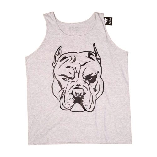PitBull férfi atléta kutyafej grafikával – szürke minimal streetwear ujjatlan felső