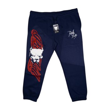   Pitbull férfi melegítő nadrág – sötétkék, piros grafikával és „Rebel Dog” felirattal