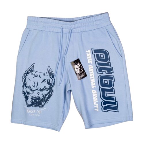 Pitbull férfi rövidnadrág – világoskék, „Knock Out” grafikával